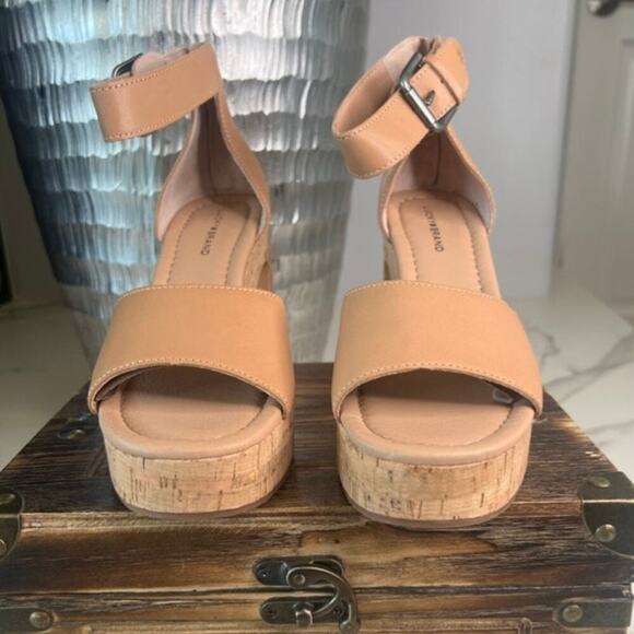 Lucky Brand Himmy Cork Wedge Sandals Medium Dark Brown - Picture 3 of 9